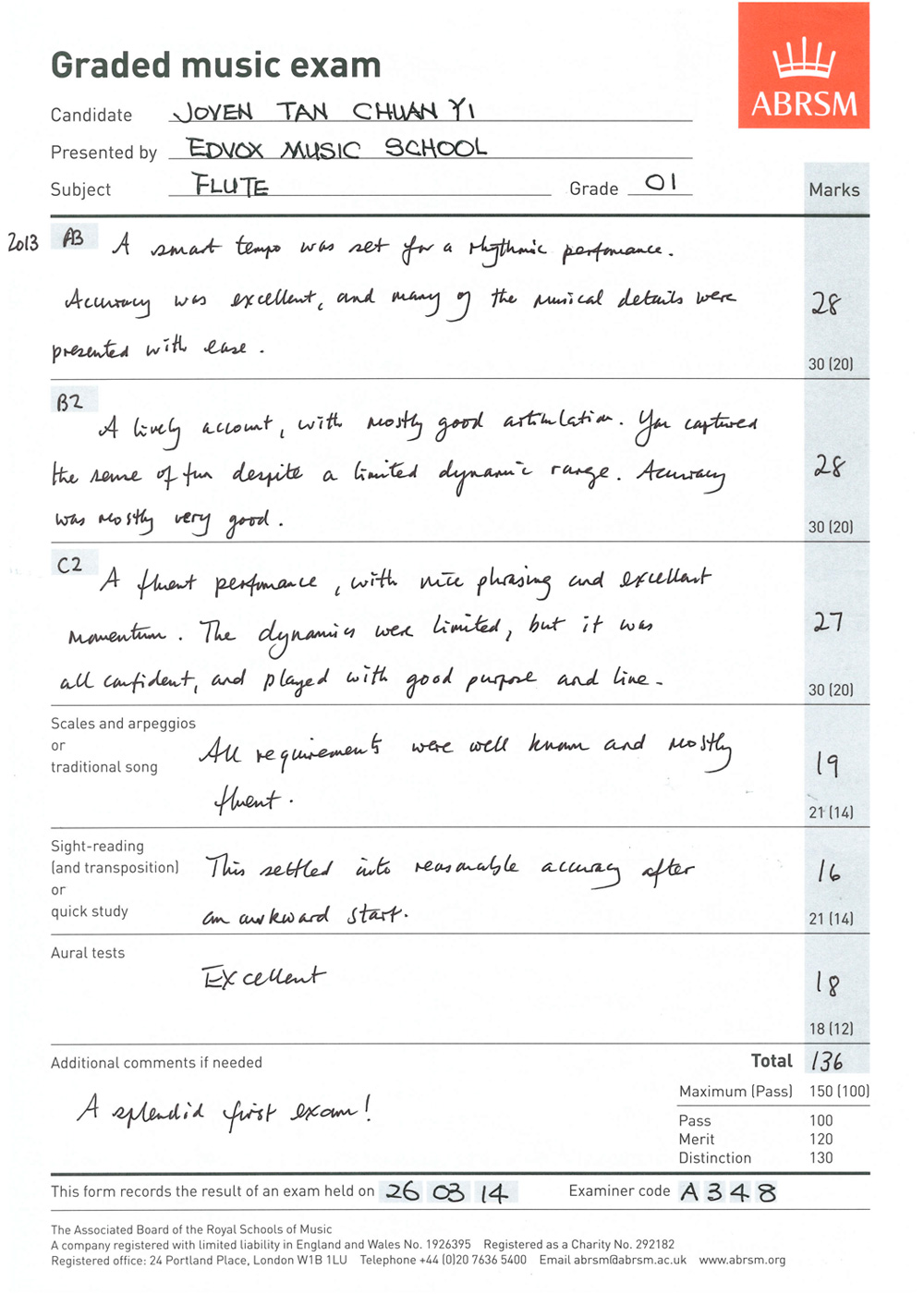 ABRSM Grade 1 Flute 136